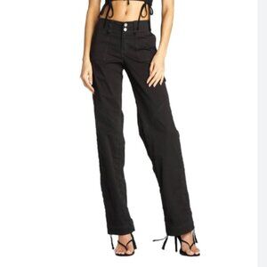 I AM GIA RYDER BLACK CARGO PANTS RUCHED LOW WAIST XXS
